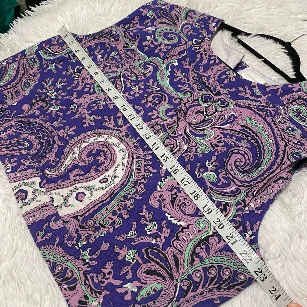 NEW Julia Amory Slim Cotton Top in Palm Beach Paisley Purple XL - Image 4