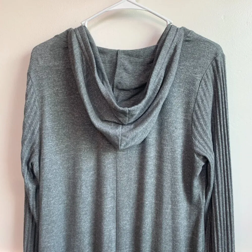 Maurices Gray Brushed Tulip Hem Long Sleeve Hoodie - Image 7
