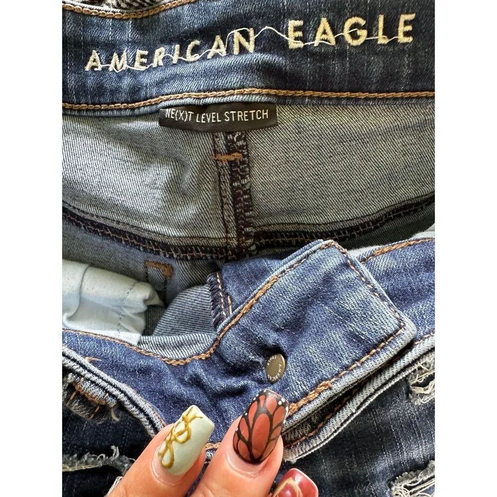 American Eagle Next Level Stretch Hi-Rise Distressed Raw Edge Folded Hem Shortie - Image 4