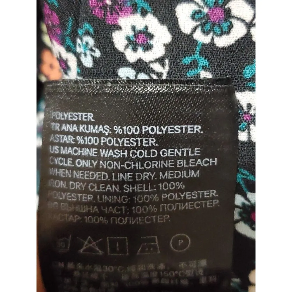 H&M Multicolor Floral Polyester Halter Neck Long Sleeve Knee Length Dress 12 - Image 11