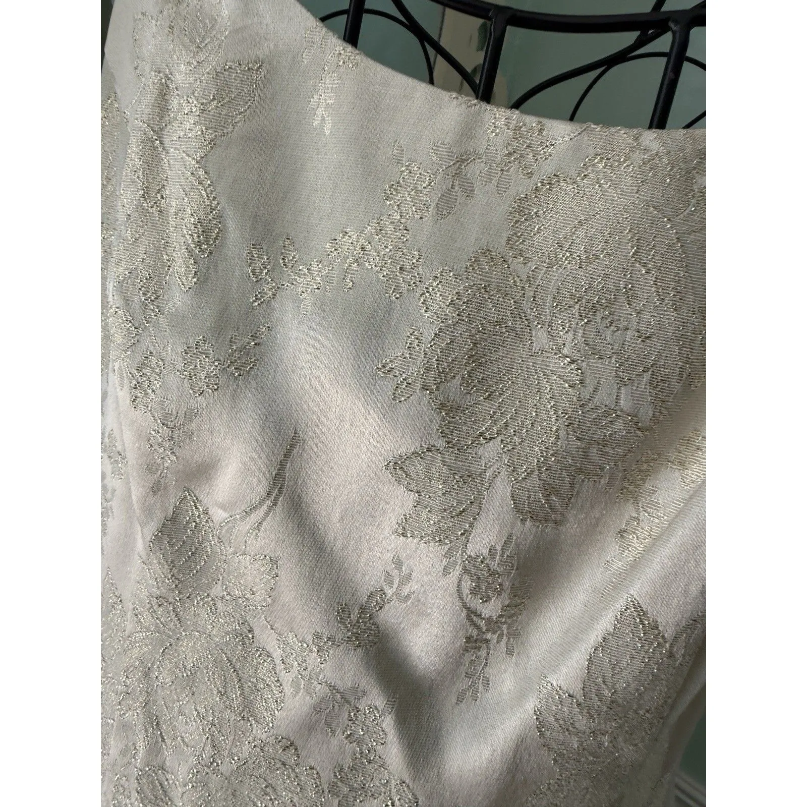 Vtg All That Jazz Dress 9/10 Brocade Floral Sleeveless 90s Boho Grunge Cream - Image 5