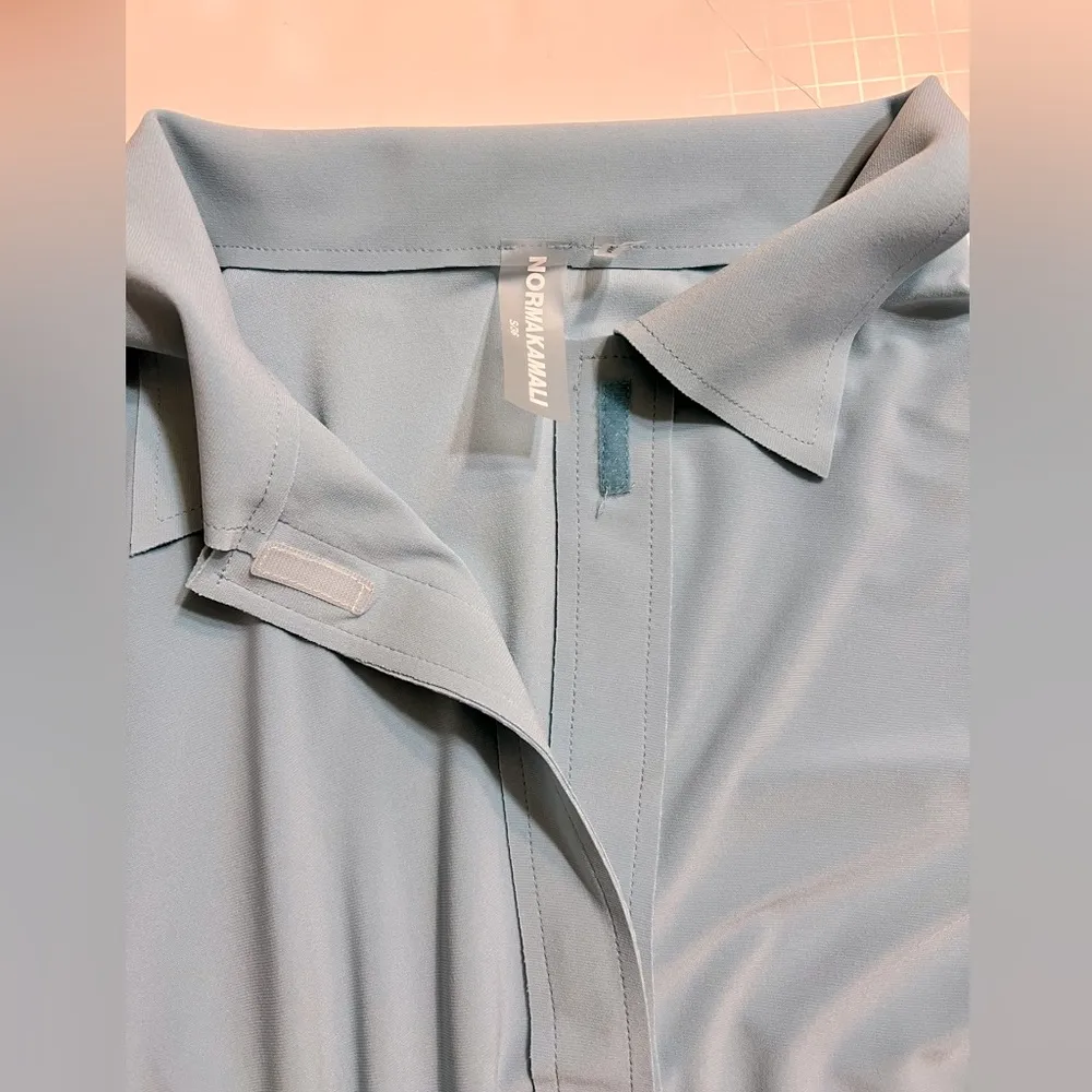 NWT Norma Kamali Oversized Shirt Dress in Powder Blue, size S. Belt is missing - Image 7