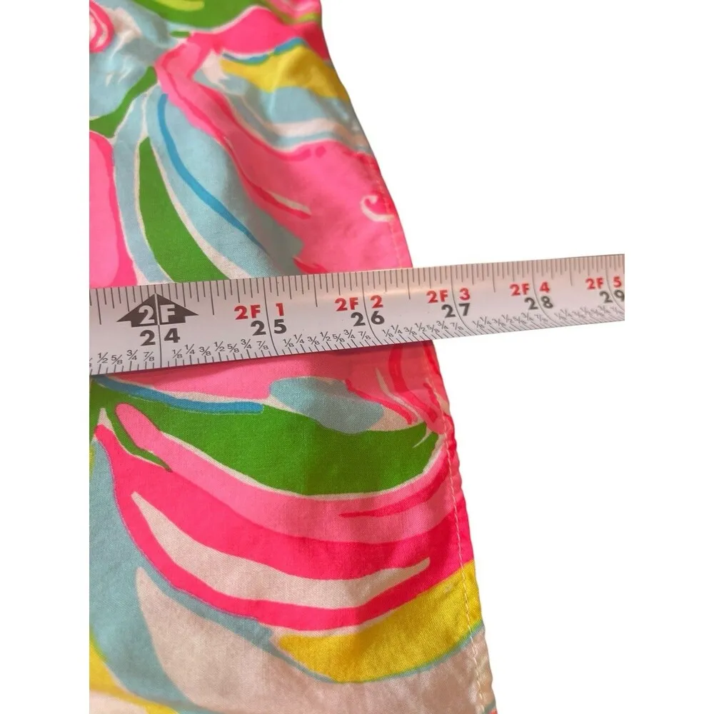 Lilly Pulitzer Bright Pink Abstract Floral Babydoll Pullover Sleeveless Top L - Image 8