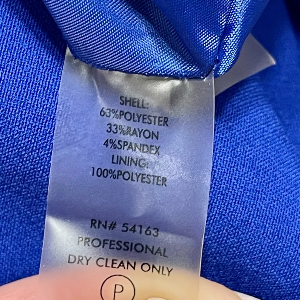 Calvin Klein Blue Ruffle Sheath Dress Career Office Party Size 6 Small - Image 10