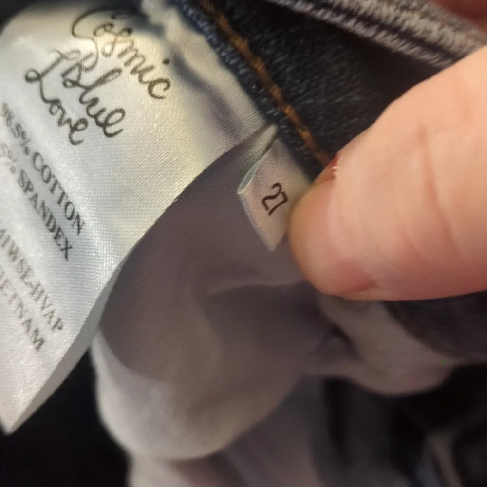 Cosmic blue love distressed jeans size 27 - Image 4