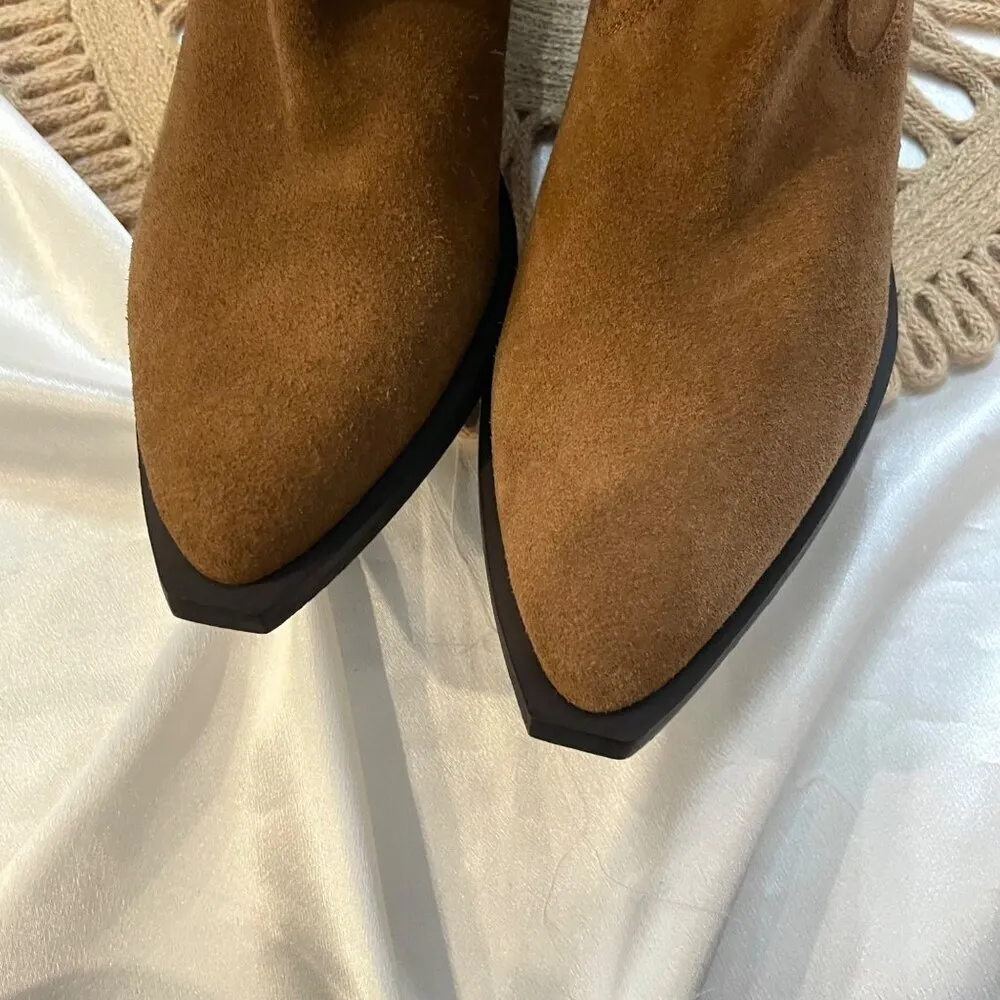 Bianco Biamona Western Boot High Suede Camel Brown Size 39 Tan - Image 8