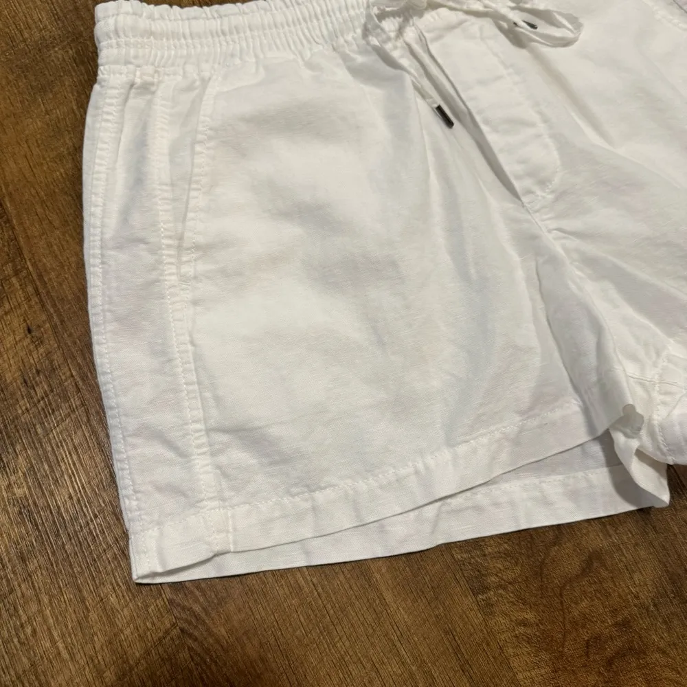 GAP Womens Linen Cotton Blend Shorts Sz Medium White Relaxed Stretch Waist - Image 6