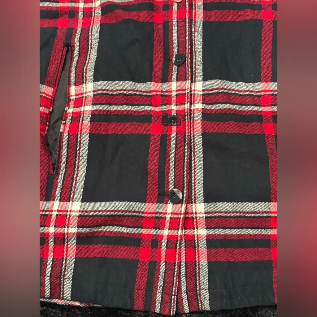 Cooperative Red and Black Plaid Hooded Cape - Image 8
