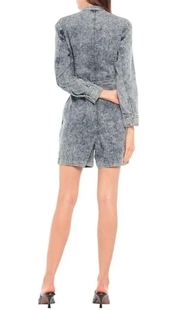STELLA McCARTNEY acid wash  Denim short long sleeve overalls size 38 - Image 14
