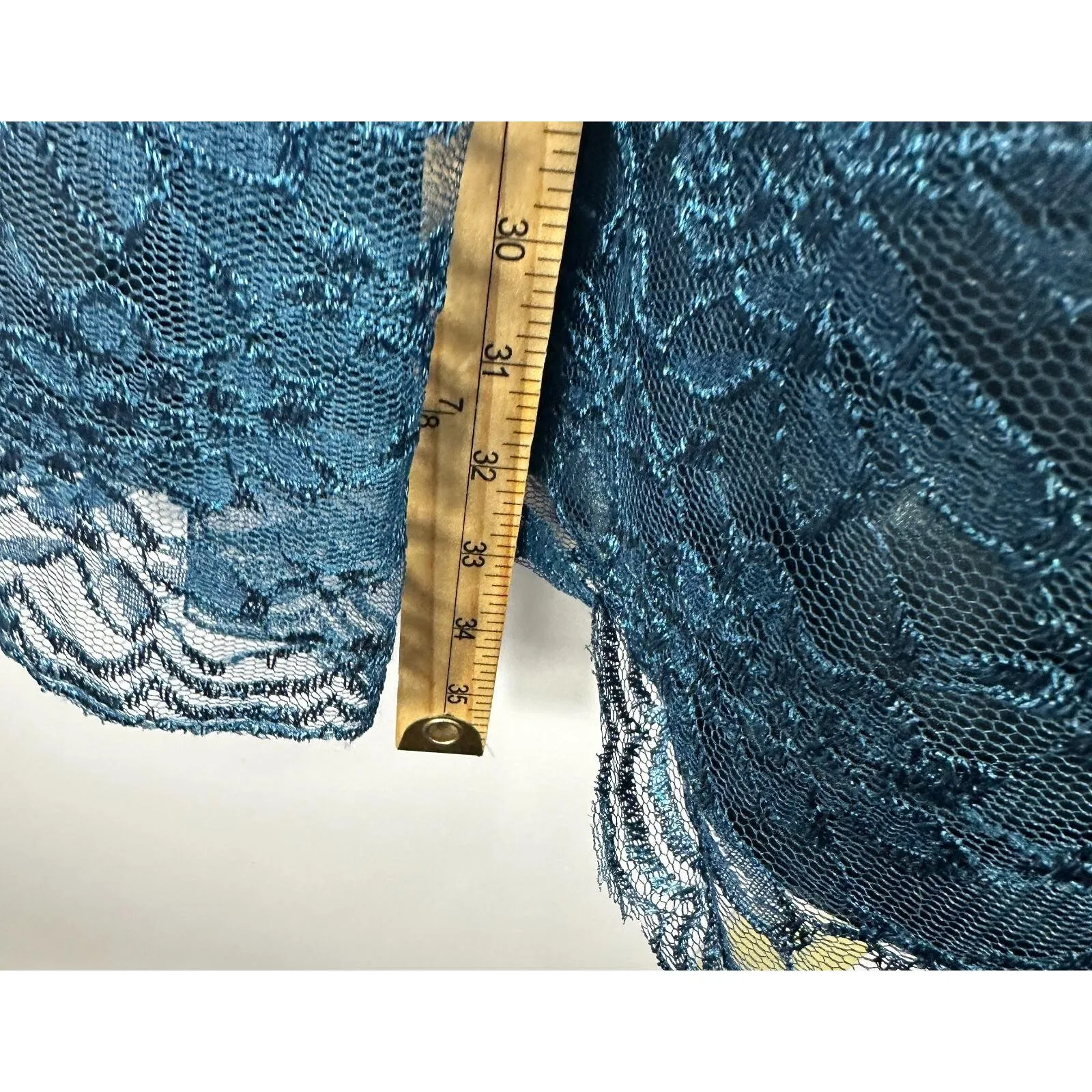 Vtg Y2K Trixxi‎ Mini Dress Womens 7 Blue Lace Party Ruched Coquette Prom HOCO - Image 4