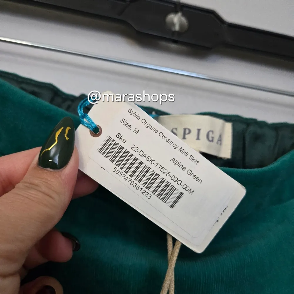 ASPIGA Sylvia Corduroy Midi Skirt Green Size M - Image 5