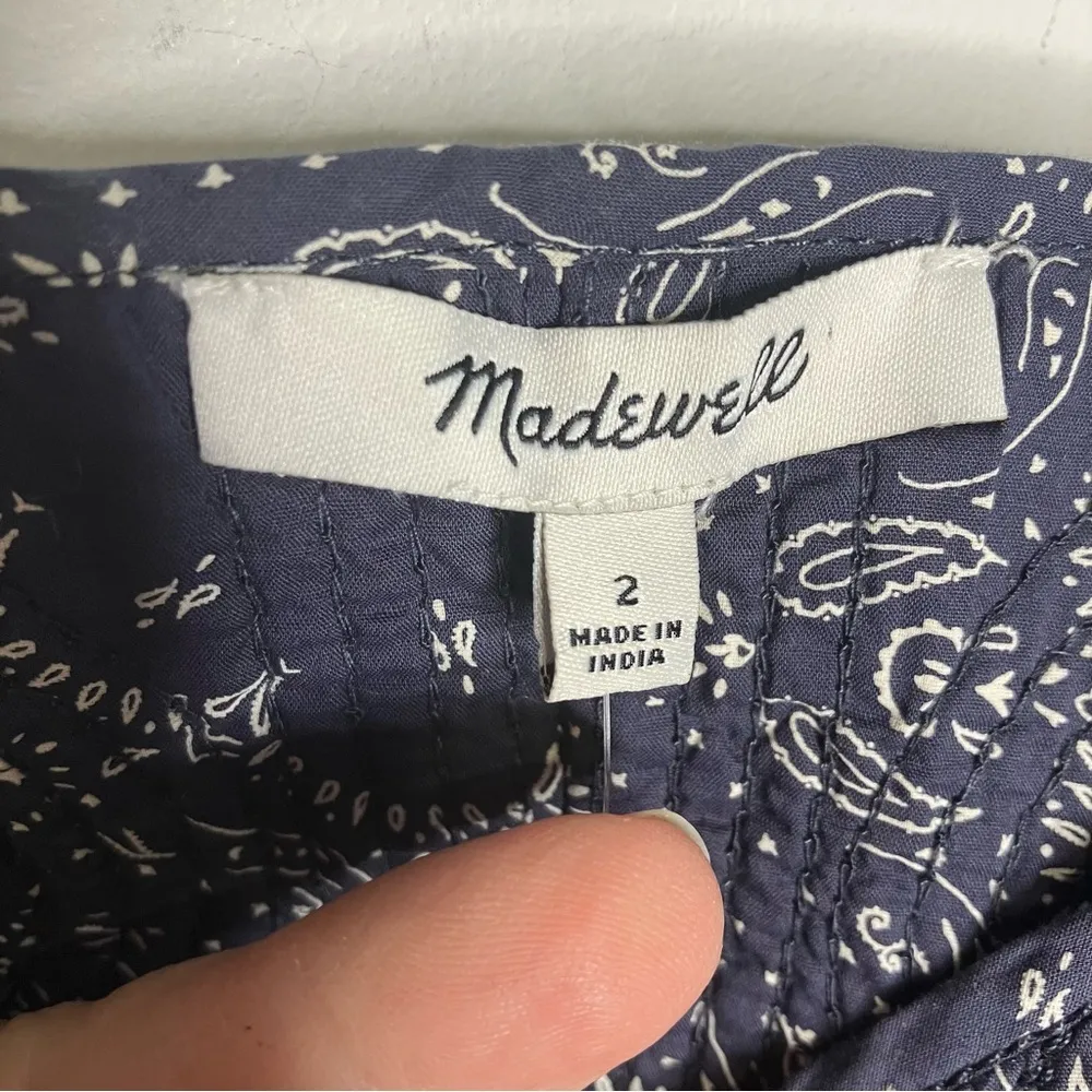 Madewell quilted sweetheart crop top tank new with tags size 2 navy blue‎ white - Image 4