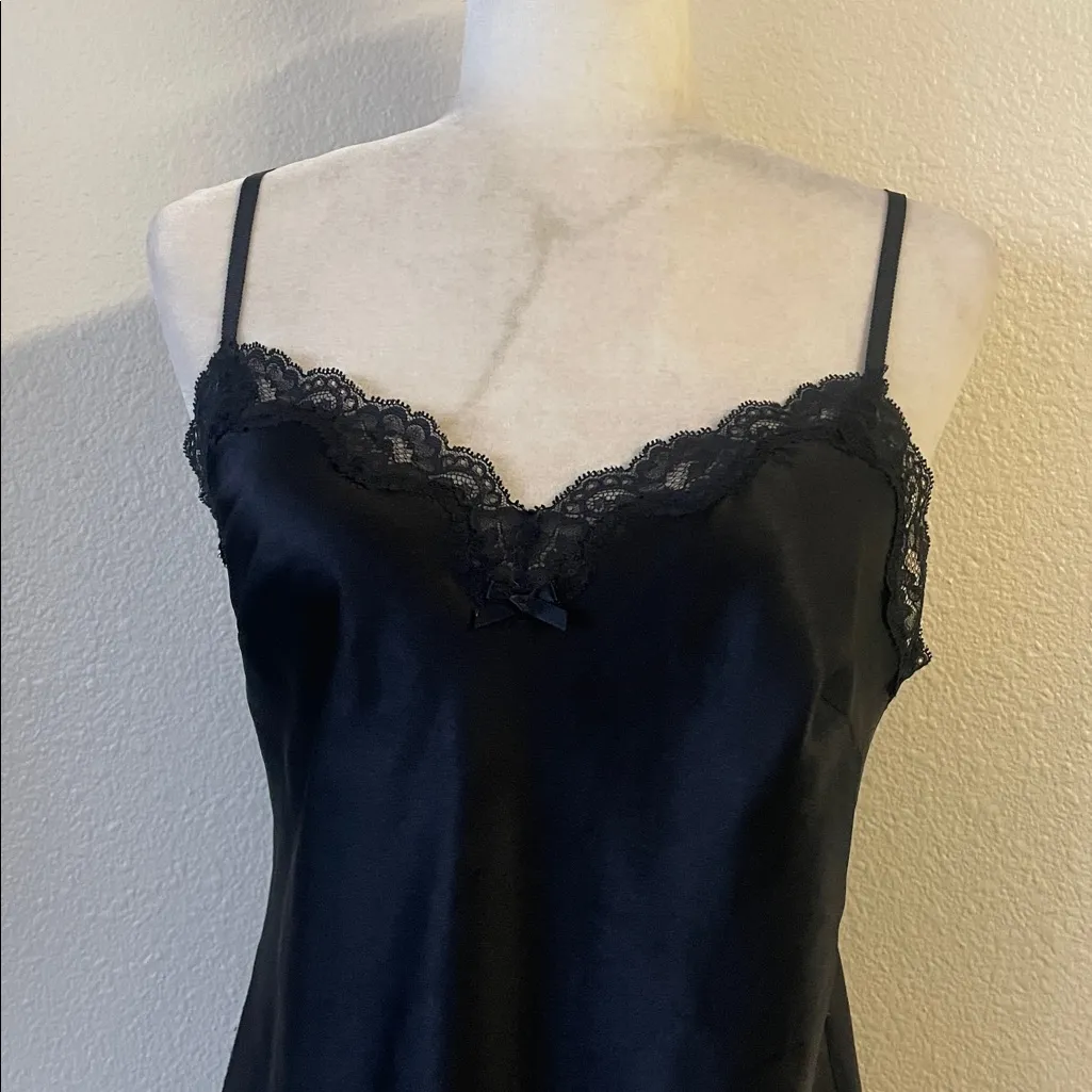 Victoria's Secret Tease Satin Lace Trim Mini Slip Gown S *Black* Vintage - Image 3