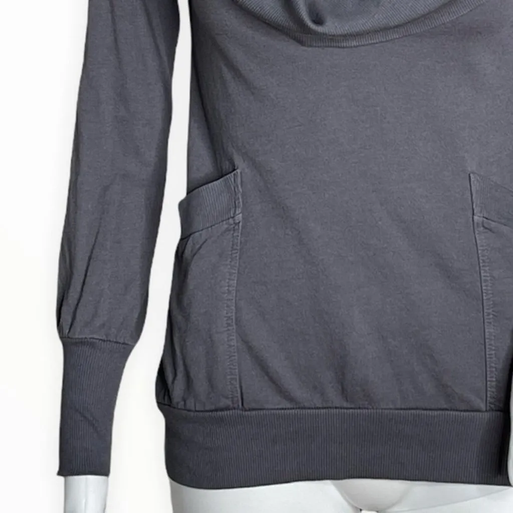 Splendid Sweatshirt Women XSmall Cowl Neck Gray Long Sleeve Pocket Supima Cotton - Image 5