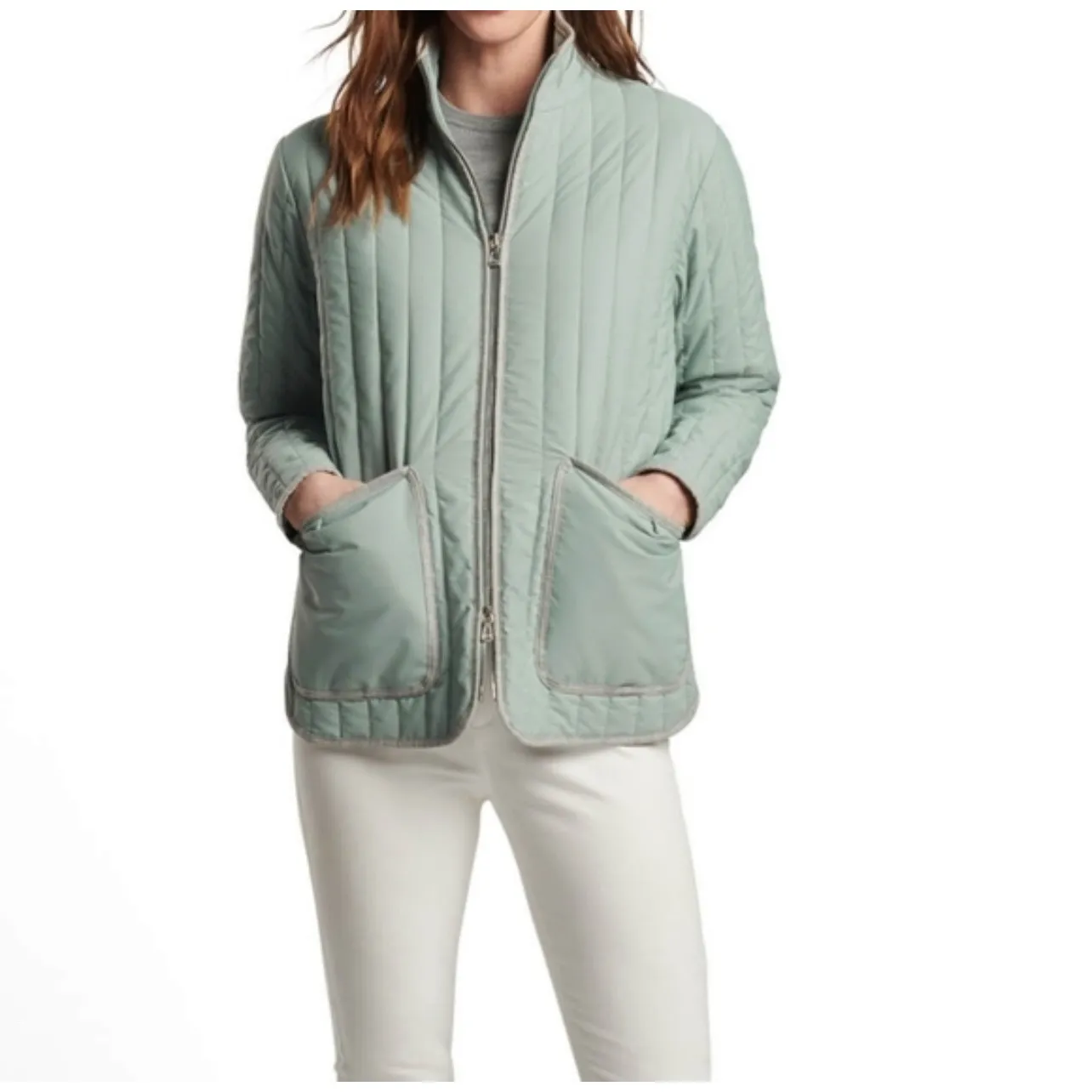Peter Millar Pippin Quilted Travel Jacket Size Small Sage Fog Green New Golf - Image 7