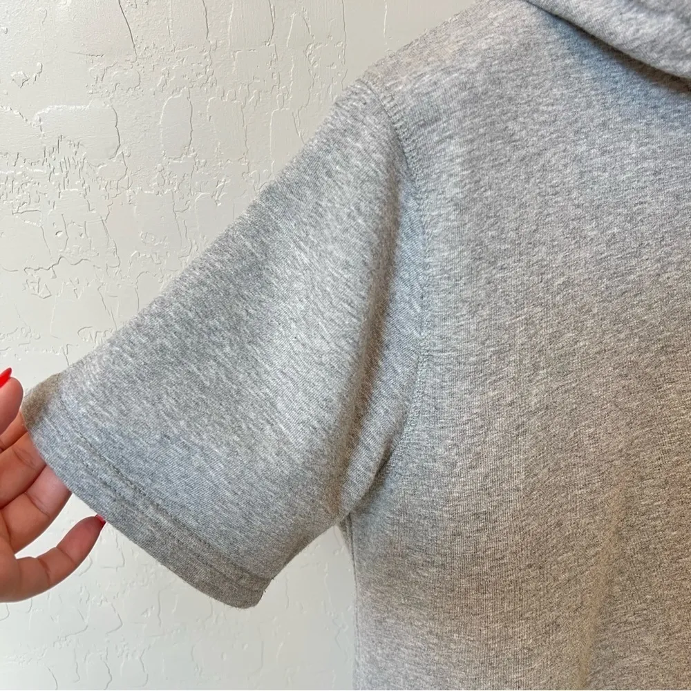 IVI Organic Cotton oversized pullover hoodie, short sleeve, pockets, grey size M Gray Size M - Image 6