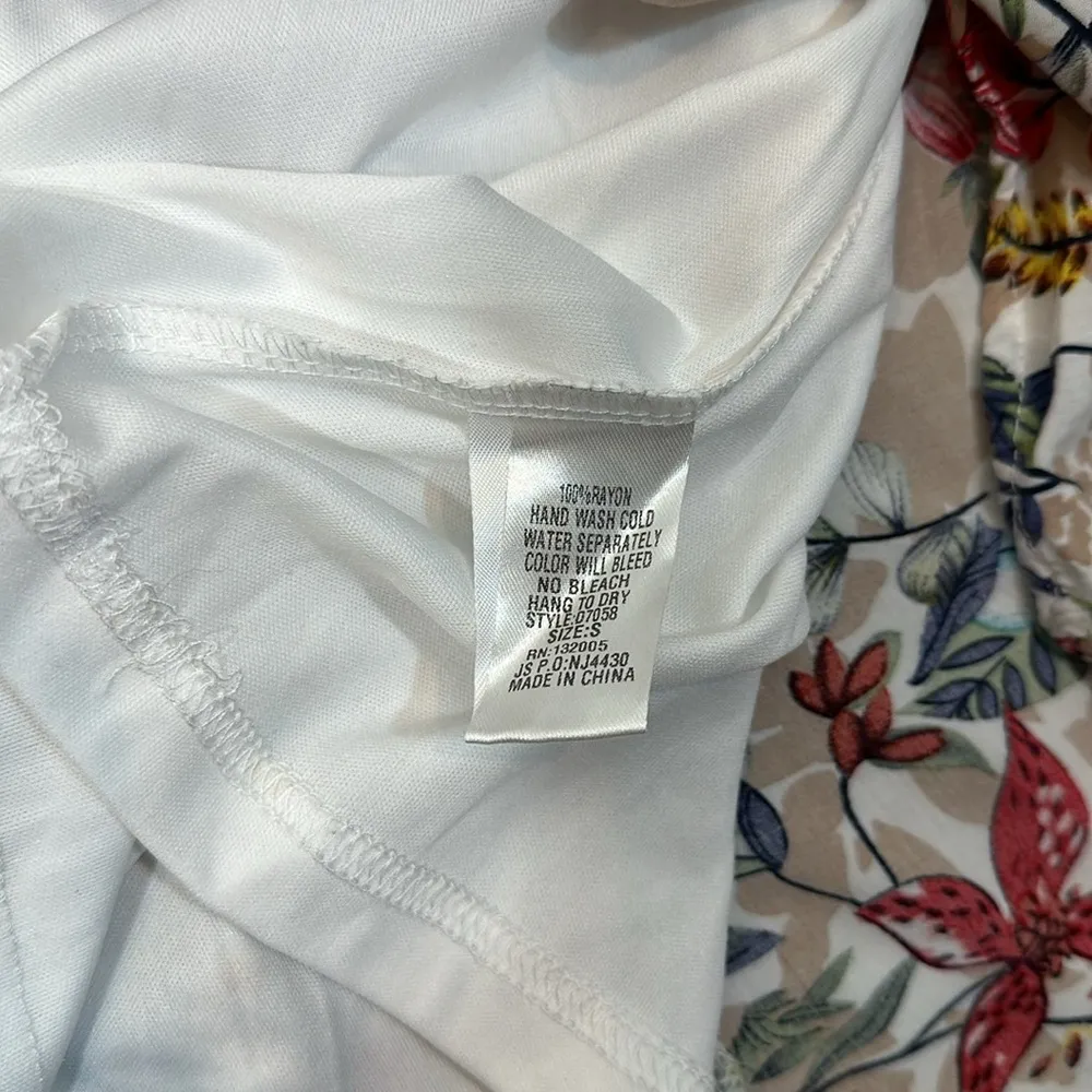 Entro Floral 3/4 Ruffle Sleeve Cottage Lined Tunic Top Mini Dress Women Small - Image 7