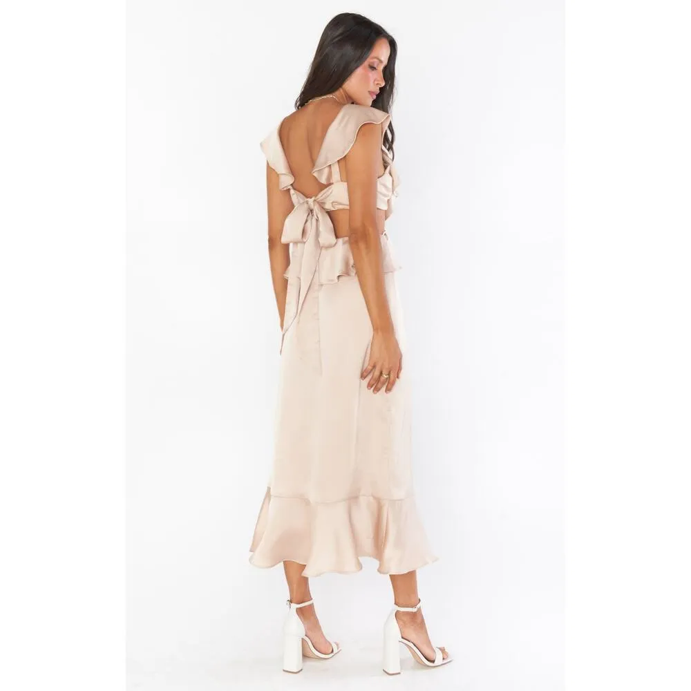 Show Me Your Mumu Zoey Midi Dress in Champagne Luxe Satin L - Image 10