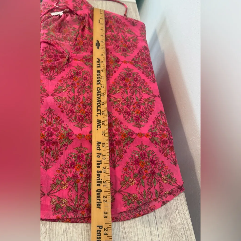 Olivaceous Pink Floral Boho Top Blouse Flare Sleeves Loose Flowy NWT Small - Image 7