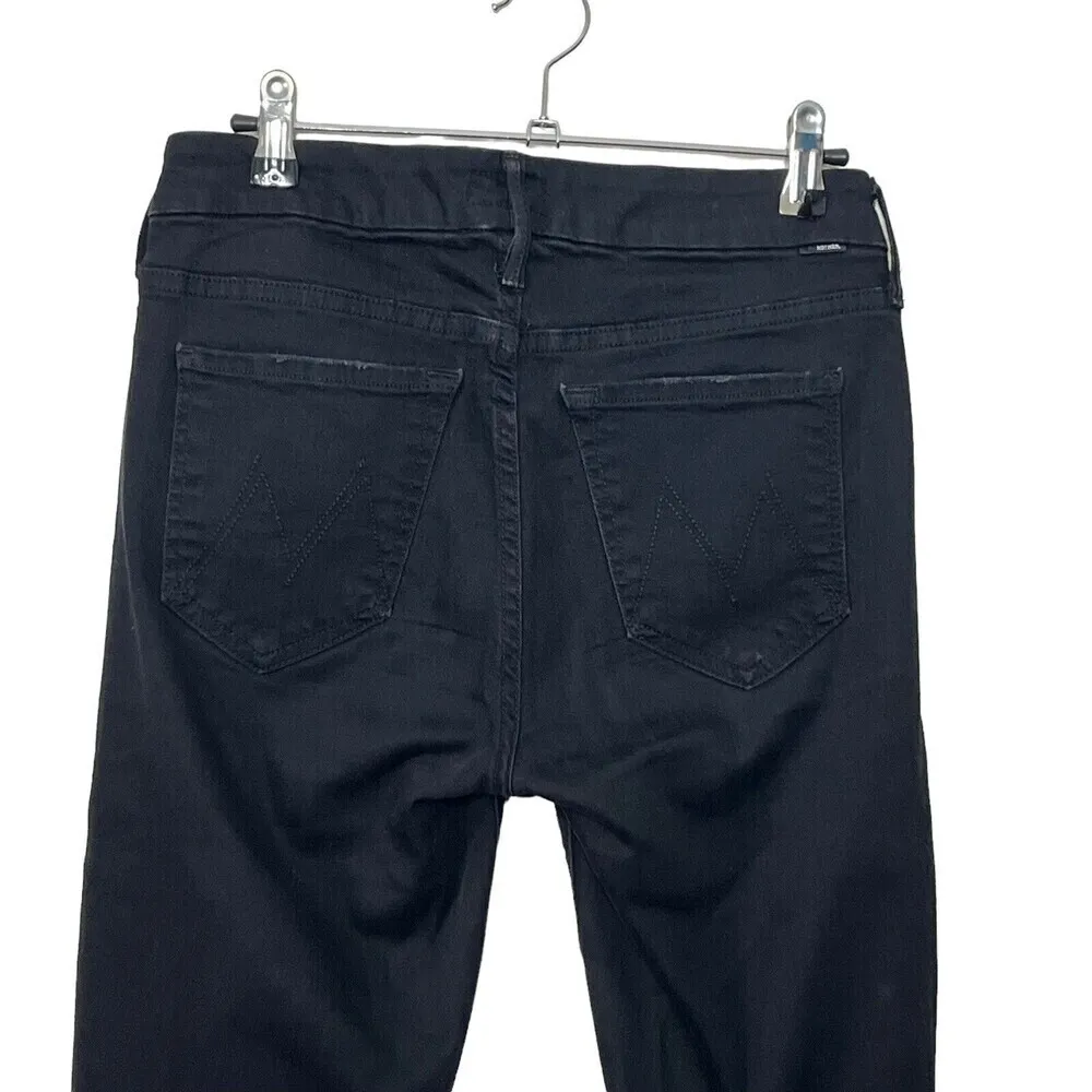 Mother The Looker Ankle Fray Jeans Guilty As Sin Black Women’s 27 Distressed - Image 8