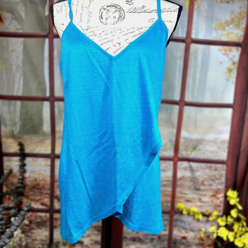 Socapri Tank Top 100% Flax Mediterranean Blue Made in Italy L Size L - Image 5