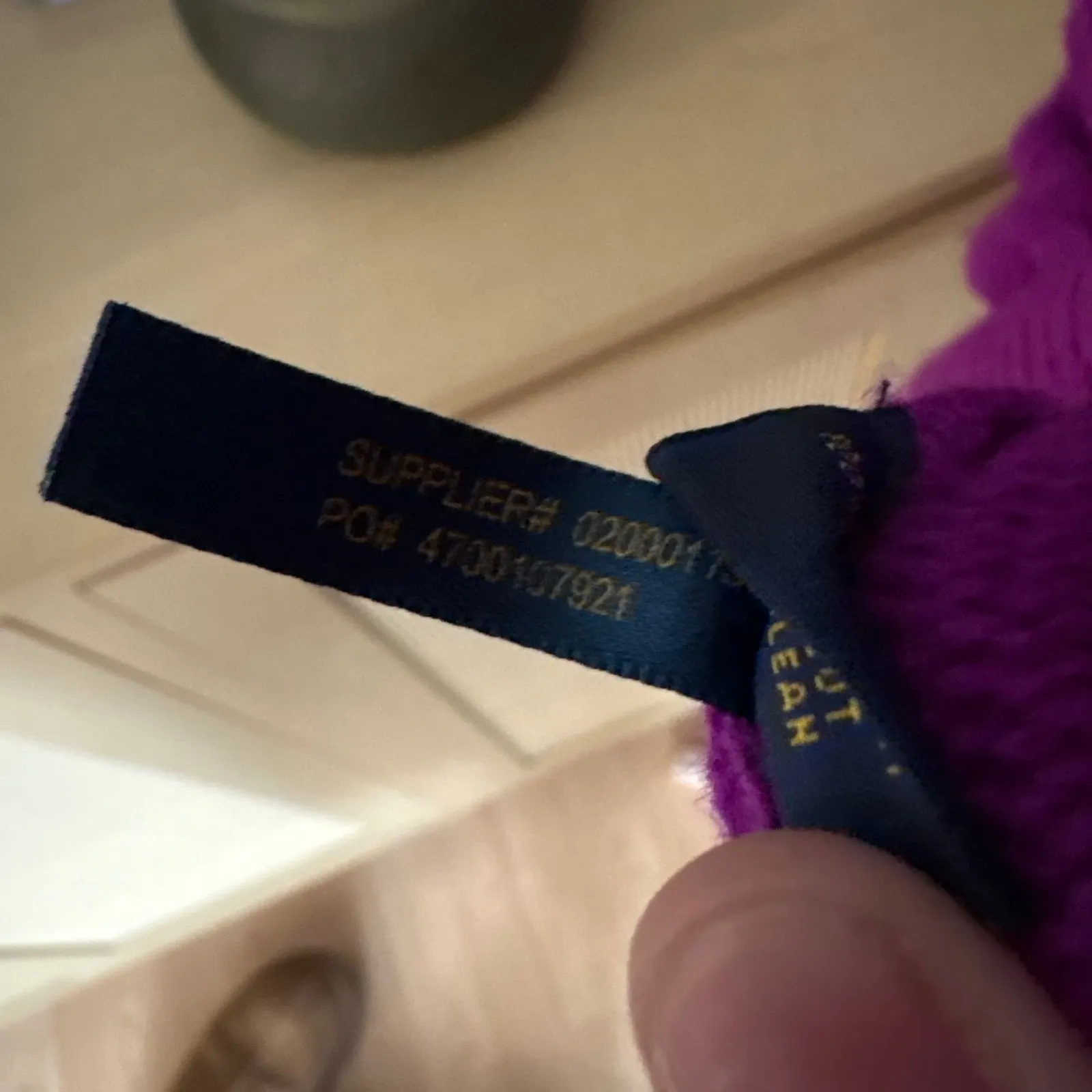 POLO RALPH LAUREN Purple V Neck Cashmere Cable Knit Sweater Size Medium - Image 5