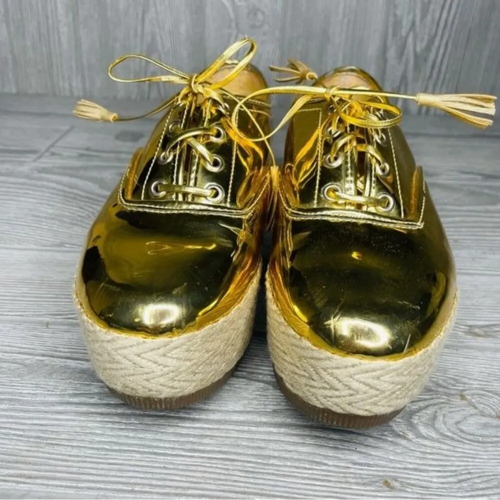Vintage Cinthya cobos gold mirrored reflective platform shoes sneakers 36 / 5.5 - Image 4