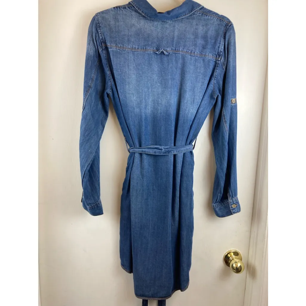 🌞Velvet Heart Medium Chambray Button Down Belted Denim Dress A189 - Image 9