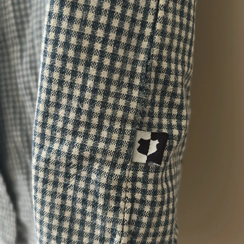 Vintage 80s Route 66 Blue Gingham Short Sleeve Snap Button Shirt – Size Large - Image 7