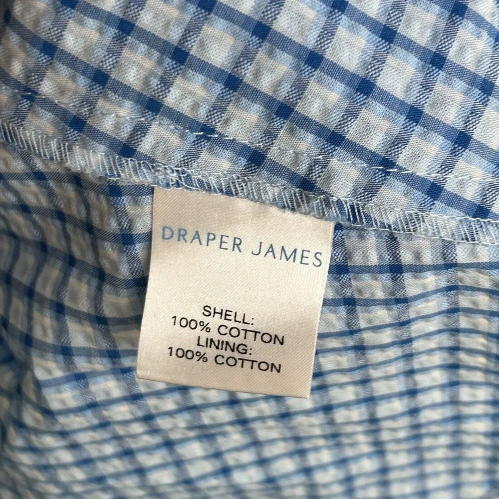 DRAPER JAMES Dress Womens Size 12 Seer Sucker Blue White Gingham Bow Front NWT - Image 8