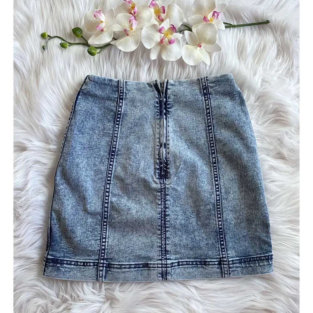 NWT Free People Modern Femme Acid Wash Denim Skirt - Image 7