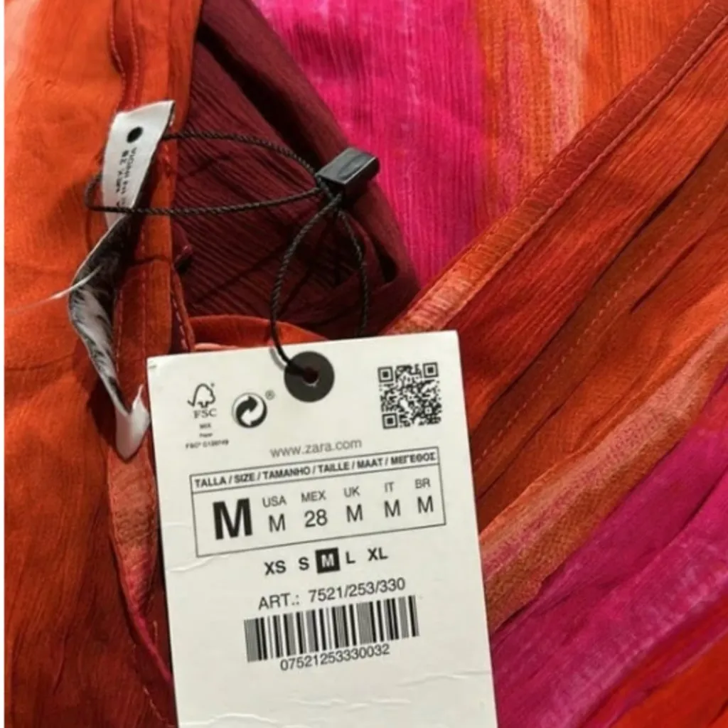 NWT ZARA WOMAN SLEEVELESS V-NECK BEAD APPLIQUES TIE-DYE MIDI DRESS M 7521/253 - Image 8