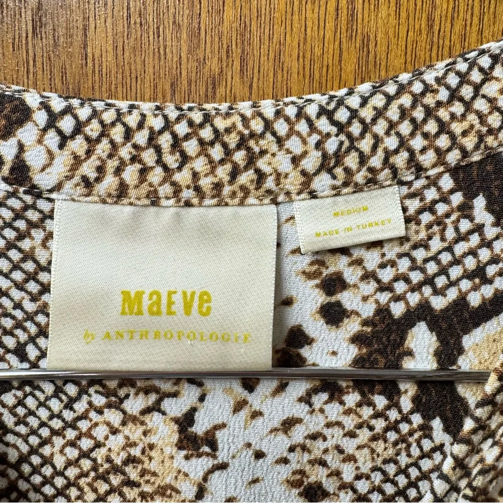 Anthropologie Maeve Juno Snake Print Button Down Long Sleeve Shirt Dress Medium - Image 7
