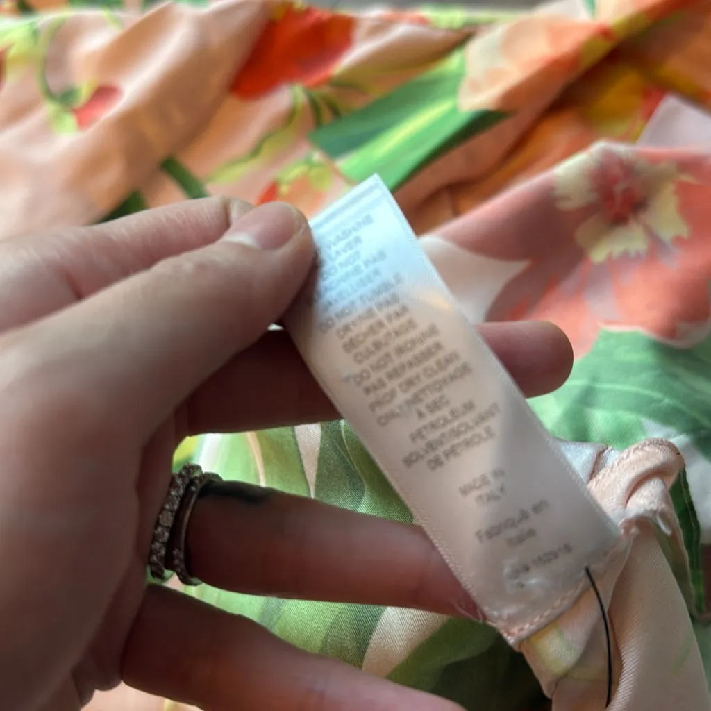 CAROLINA HERRERA Shell Pink Tie Waist Floral Midi Shirt Dress - Image 6