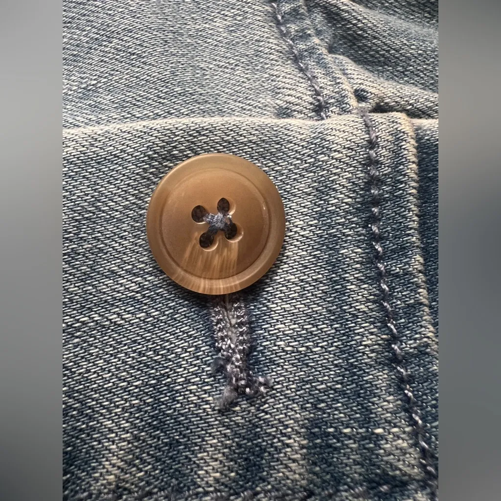 Forever 21 Womens Light Wash Feminine Casual Babydoll Button Up Denim Dress|Sz:L - Image 7