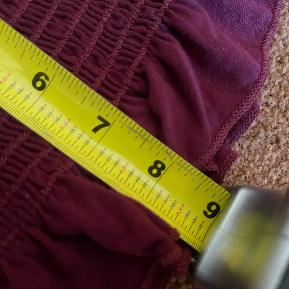 purple ribbed cropped sleeveless top with ruffle M - Image 5