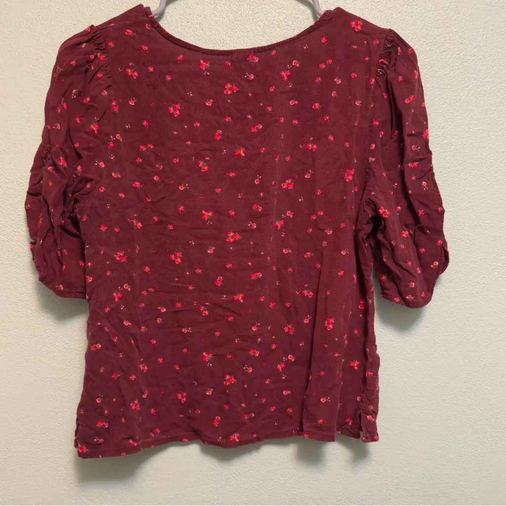 Floral V-Neck Ruched Top - Image 2