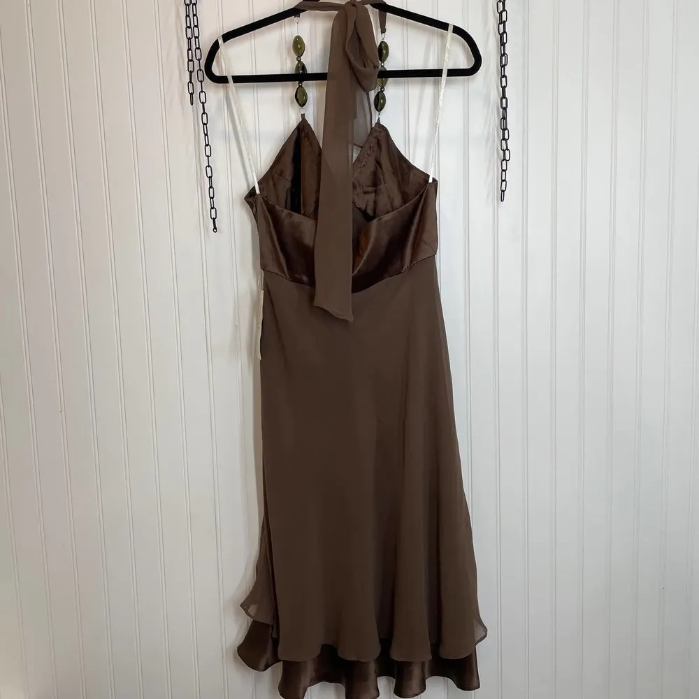 Donna Ricco NWT  Women’s Brown Silk Midi Halter Dress Size 8 - Image 5