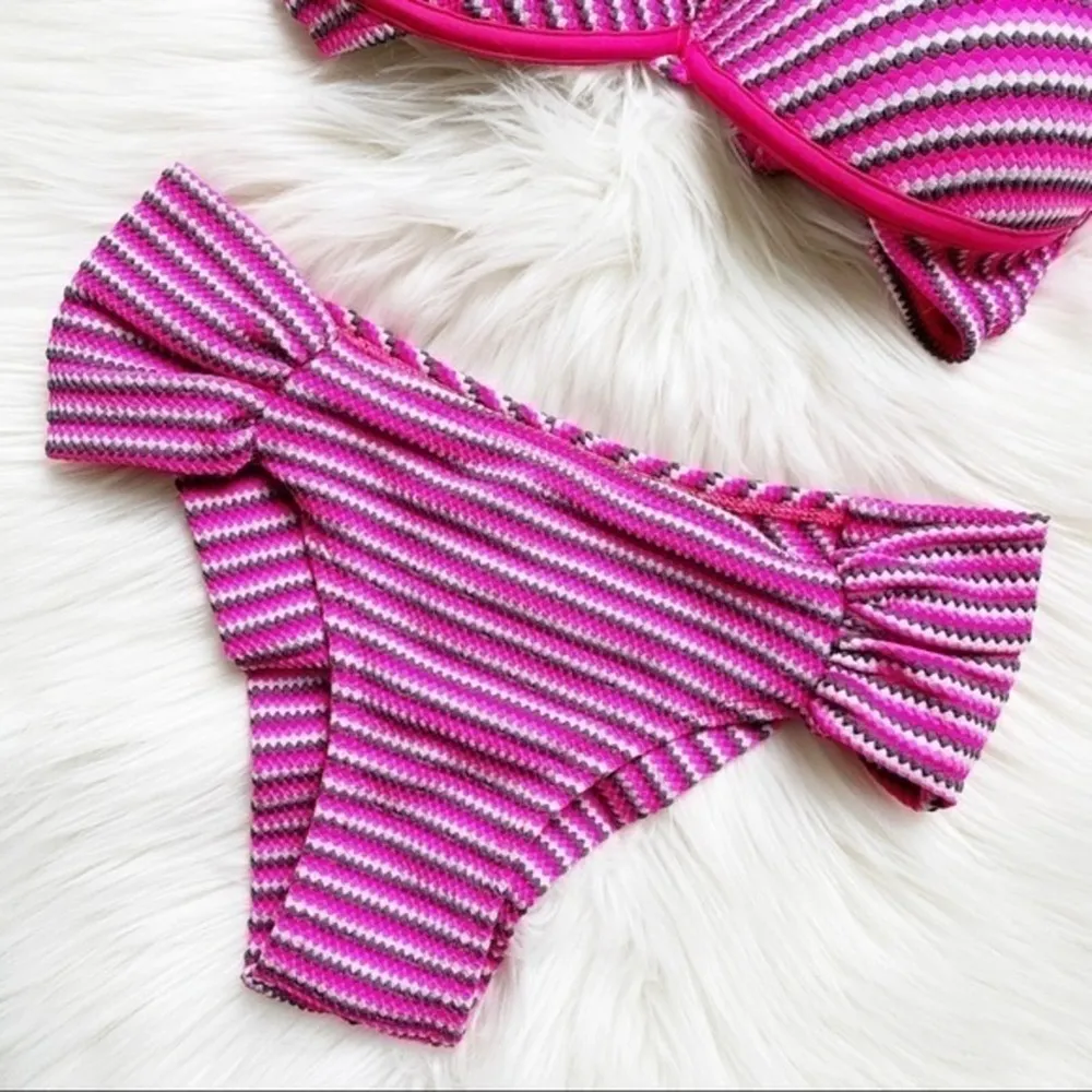 Chevron Pink Brazilian Halter Bikini Set Size M Size M - Image 2