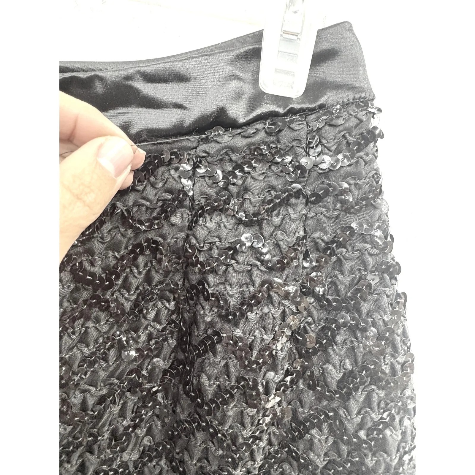Vintage Women's Black Sequin Textured High Waist Shorts Glam Party Festival 12 - Image 6