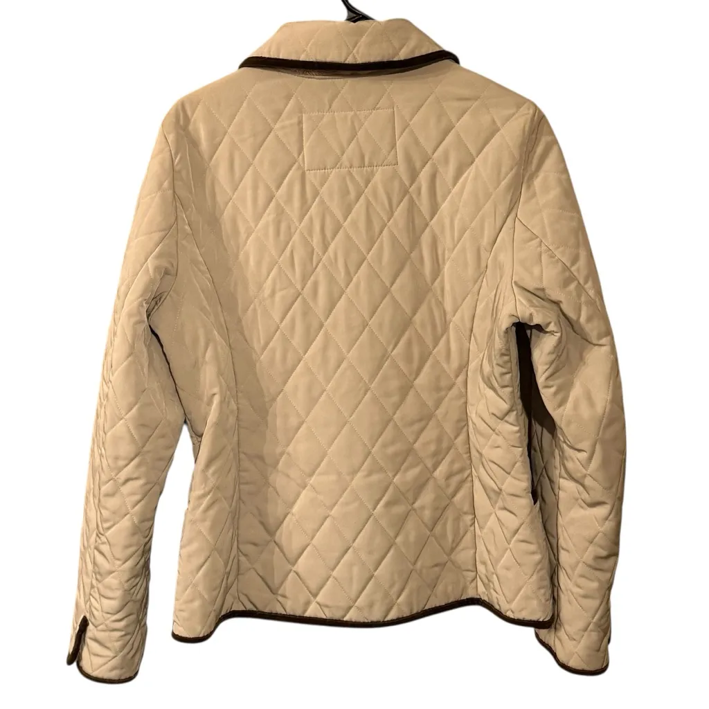 Cream Beige Quilted Chore Jacket Equestrian Preppy Cozy Lined Women’s Size M - Image 8