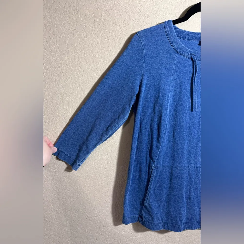 Women’s J Jill Pure Jill Indigo Top Size XS Blue 3/4 Sleeve Knit Pullover Pocket - Image 4