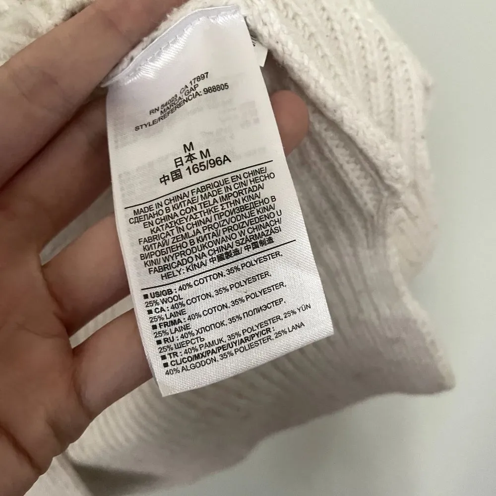 Gap white cream long sleeved knit sweater casual comfortable warm wool cotton - Image 4