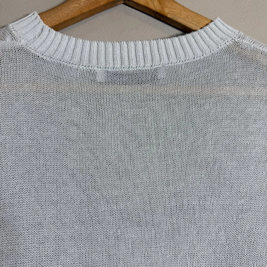Zara Cropped Short Sleeve Sweater Pullover Women's Medium Light Blue Sheer Girly - Image 11