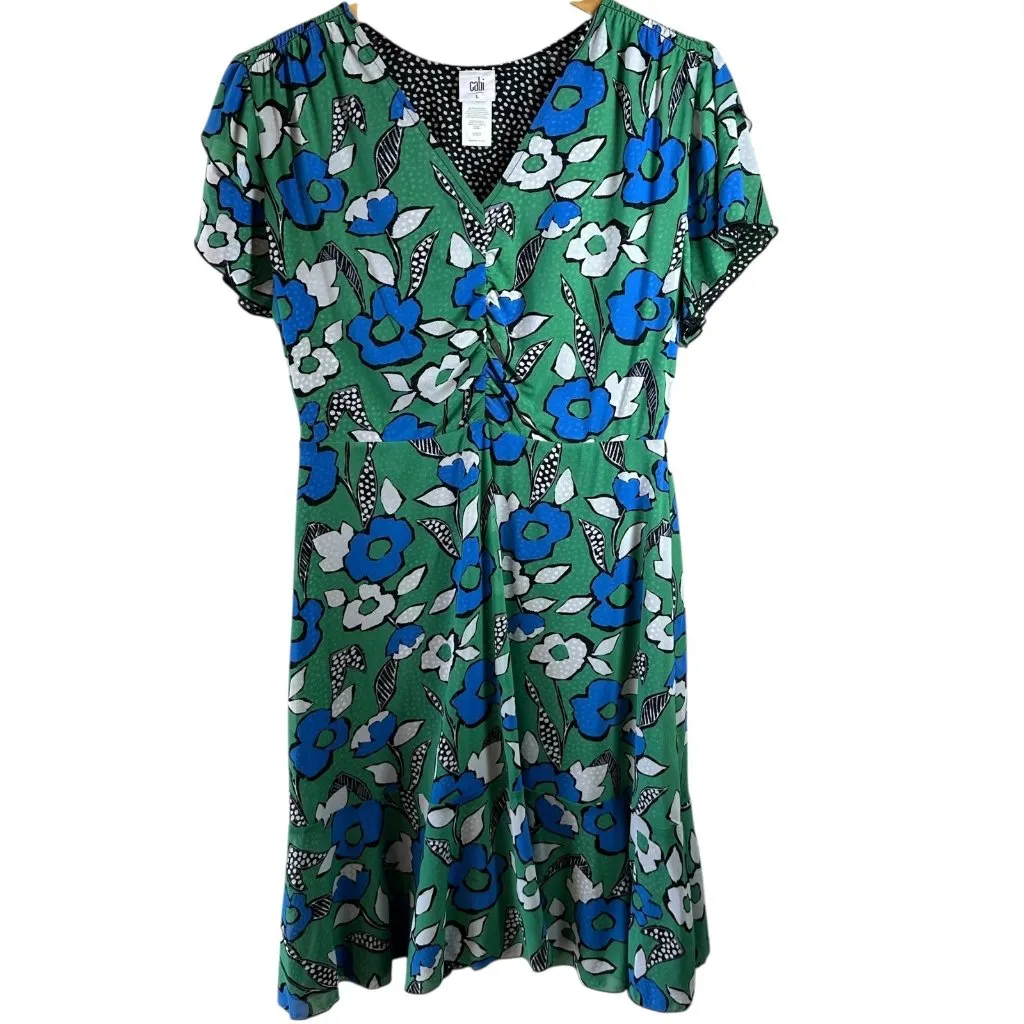 CAbi Celebrate Reversible Dress Floral Polka Dot Size Large Spring 2022 6148 - Image 4