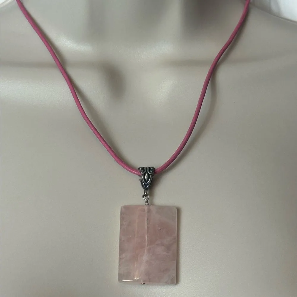 Vintage Rose Quartz Pendant Necklace‎ Pink - Image 4