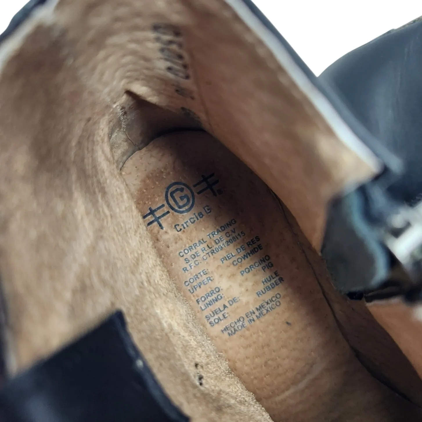 Corral Circle G Black Cowhide Leather Star Inlay Studded Zip Ankle Boots Sze 10 - Image 6