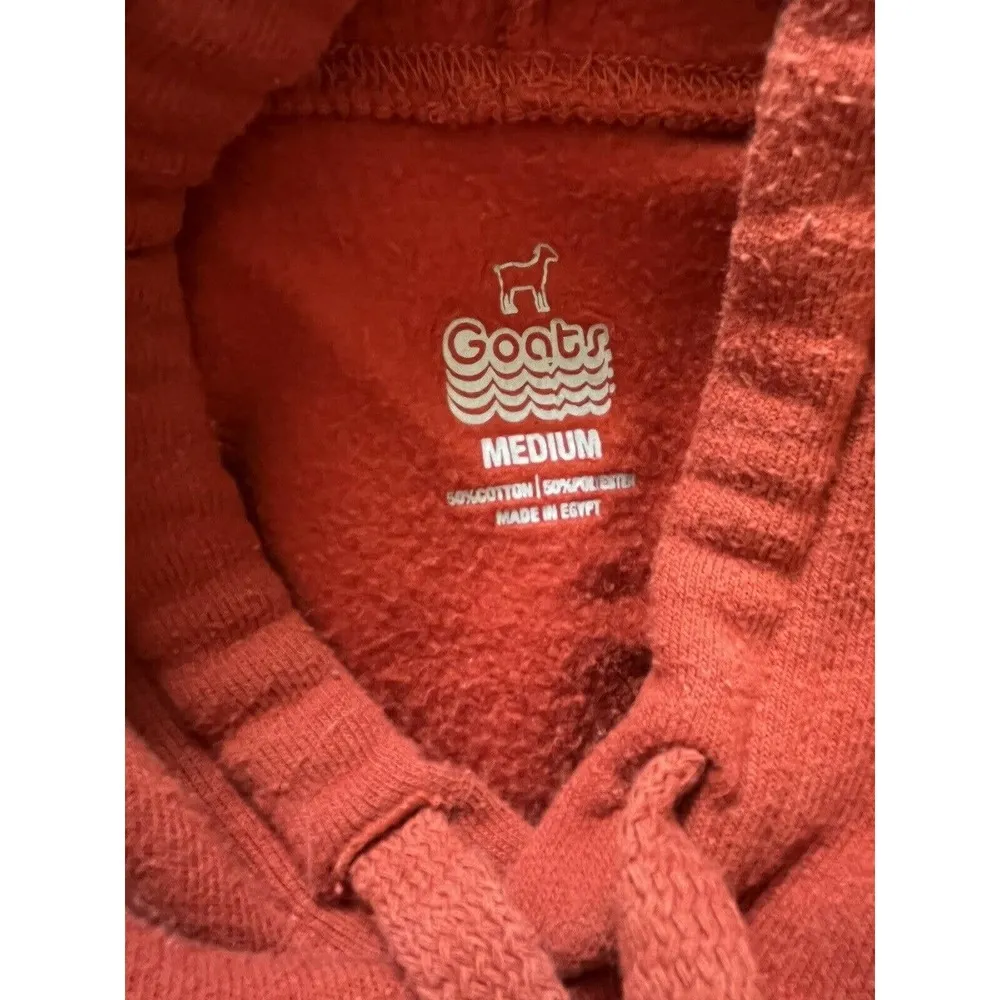 Goats Brand Rustic Burnt Orange Fleece Lined Pullover Hoodie Sweatshirt Medium - Image 7