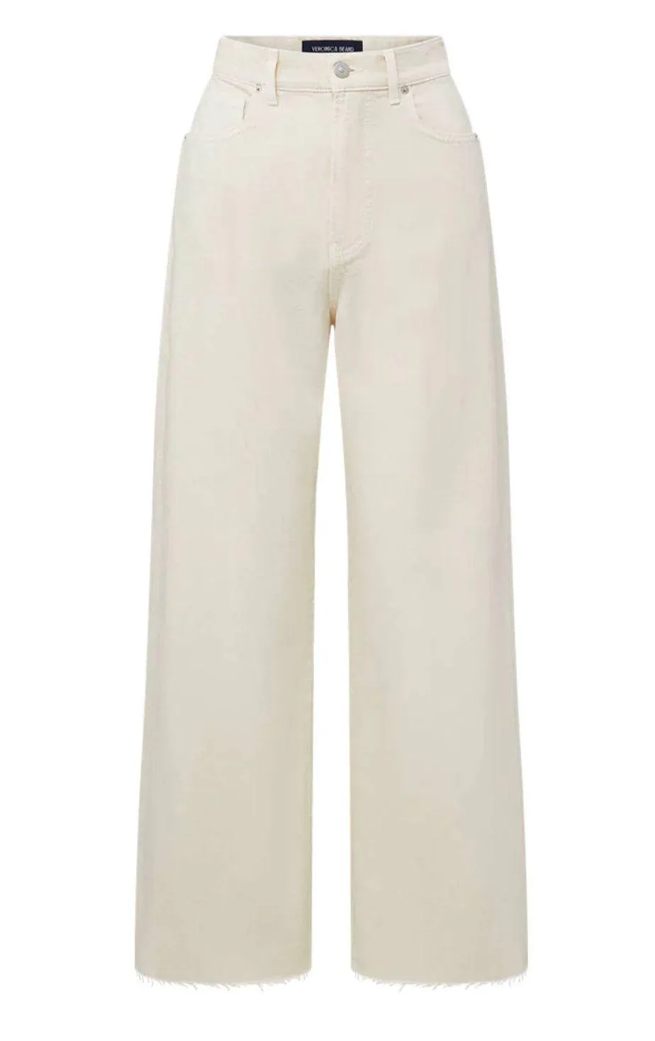 Veronica beard Ecru TAYLOR CROPPED WIDE-LEG high rise JEAN size 32/ US 14 - Image 5