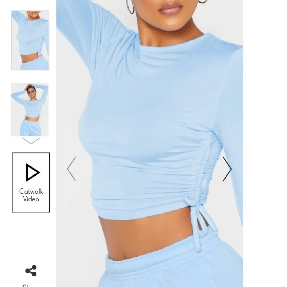 Pretty little thing BLUE RUCHE LONG SLEEVE CROP - Image 5